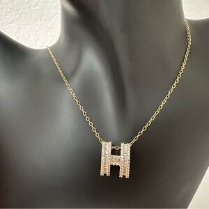 Initial 'H' Pendant Gold Necklace